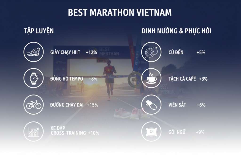 Bảng tổng hợp dạng poster thể thao chia 2 cột: bên trái 