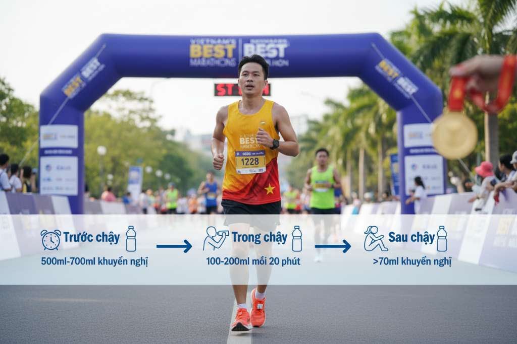 Sơ đồ timeline ngang trên nền gradient xanh nhạt sang trắng, chia 3 giai đoạn: bên trái là 